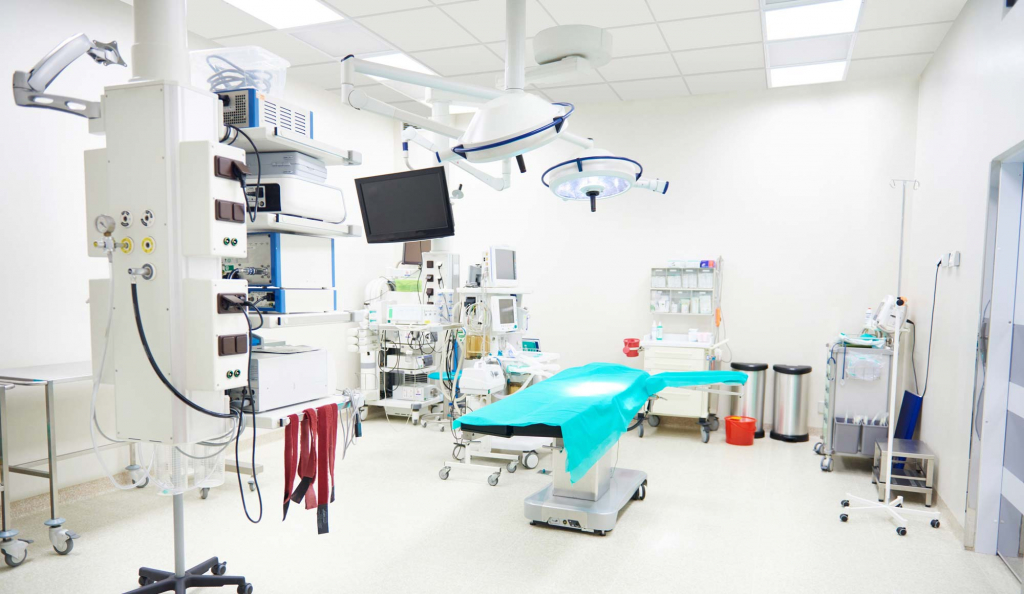 An operating room with specialized LED troffers