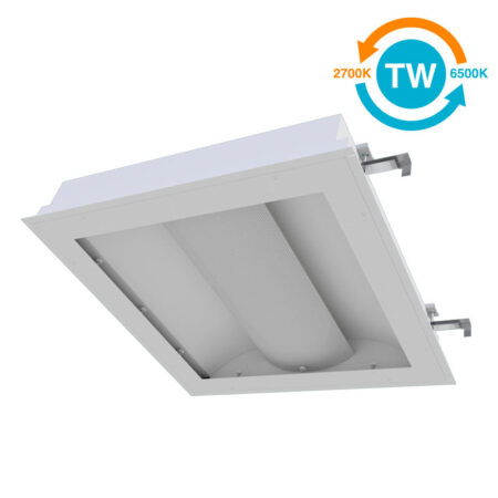 The KURTZON™ VL-RB-BH-LED-TW is a Tunable White Anti-Ligature 2x2 and 2x4 Recessed LED Basket Fixture for Behavioral Health Facilities .