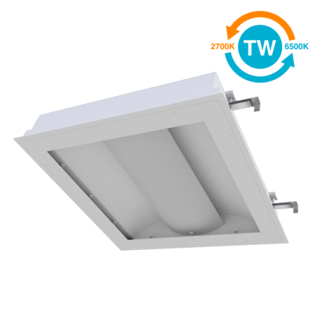 The KURTZON™ VL-XB-BH-LED-TW is a Tunable White Anti-Ligature 2x2 and 2x4 Recessed LED Basket Fixture for Behavioral Health Facilities .
