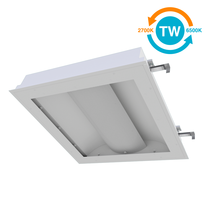 The KURTZON™ VL-XB-BH-LED-TW is a Tunable White Anti-Ligature 2x2 and 2x4 Recessed LED Basket Fixture for Behavioral Health Facilities .