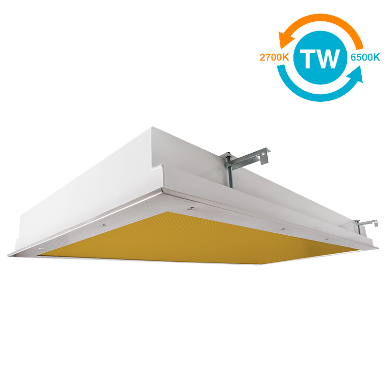 The KURTZON™ KL-FGRS-LED-AMBER-TW is a Tunable White 1x4, 2x2 and 2x4 Amber/White LED Recessed Fixture suitable for Cleanspaces and Wet Locations.
