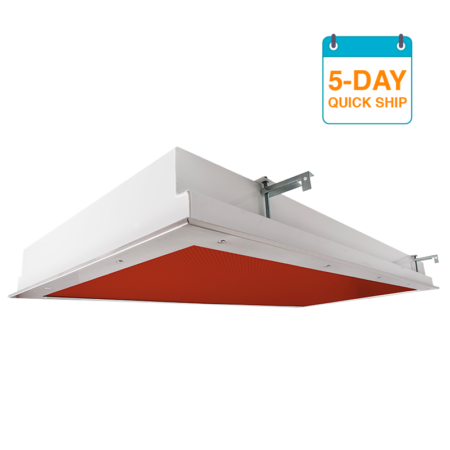 The KURTZON™ KL-R-LED-VIVARIUM-5DQS is a 2x2 and 2x4 Red/White LED Recessed Fixture suitable for Cleanspaces and Wet Locations.
