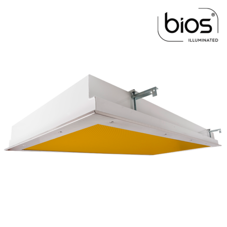 The KURTZON™ KL-FGRS-LED-AMBER-BIOS is a 1x4, 2x2 and 2x4 Amber/White BIOS® LED Recessed Fixture suitable for Cleanspaces and Wet Locations.
