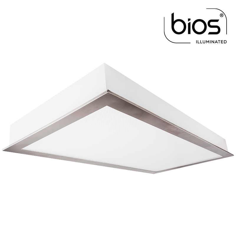 The KURTZON™ KL-FGS-EZ-LED-BIOS is a 1x4, 2x2 and 2x4 BIOS® LED Recessed Fixture With Screwless Door Frame suitable for Cleanspaces and Wet Locations.