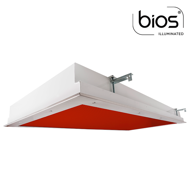 The KURTZON™ KL-FGRS-LED-VIVARIUM-BIOS is a 1x4, 2x2 and 2x4 Red/White BIOS® LED Recesssed Fixture suitable for Cleanspaces and Wet Locations.