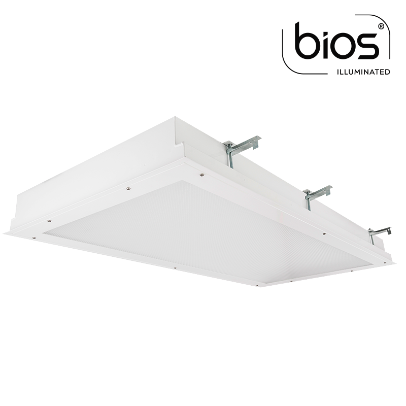 The KURTZON™ ML-FGPA-LED-BIOS is a 2x4 Plenum Access BIOS® LED Surgical Troffer With Asymmetric Distribution for use in Operating and Exam Rooms available in Row Mounted Configurations.