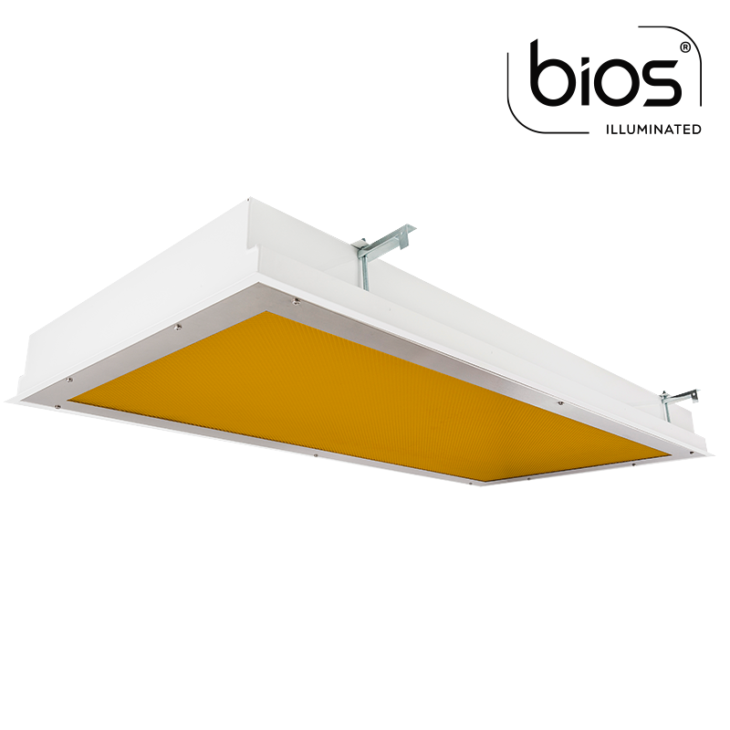 The KURTZON™ TL-FGRS-LED-AMBER-BIOS is a 1x4, 2x2 and 2x4 Recessed Amber/White BIOS® LED Fixture suitable for Cleanspaces and Wet Locations.