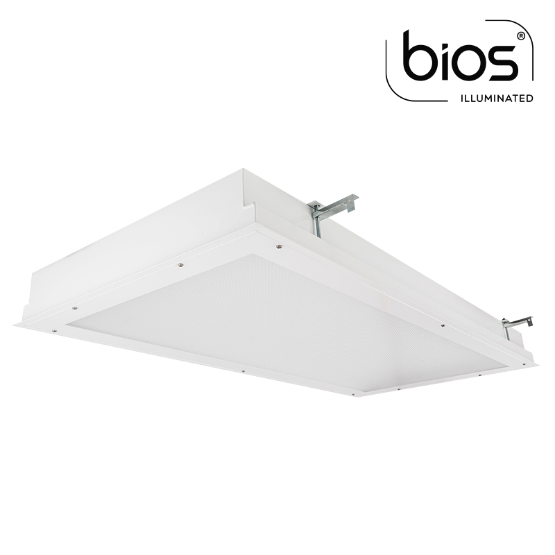 The KURTZON™ VL-FGRS-BH-LED-BIOS is an Anti-Ligature 2x2 and 2x4 Recessed and Surface Mounted BIOS® LED FIxture for Behavioral Health Facilities suitable for Wet Locations.