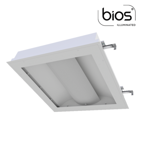 The KURTZON™ VL-XB-BH-LED-BIOS is an Anti-Ligature 2x2 and 2x4 BIOS® Recessed LED Basket Fixture for Behavioral Health Facilities .