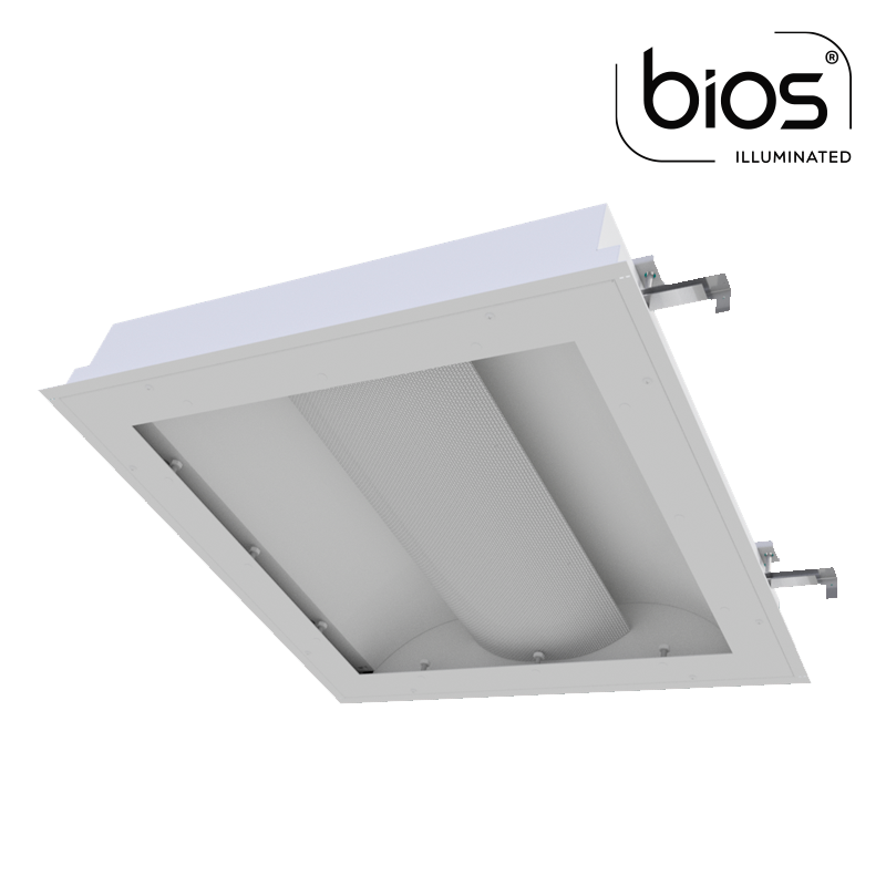 The KURTZON™ VL-XB-BH-LED-BIOS is an Anti-Ligature 2x2 and 2x4 BIOS® Recessed LED Basket Fixture for Behavioral Health Facilities .