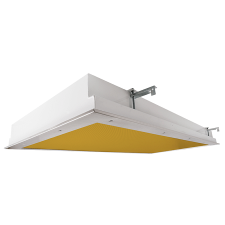 The KURTZON™ KL-R-LED-AMBER is a 1x4, 2x2 and 2x4 Amber/White LED Recessed Fixture suitable for Cleanspaces and Wet Locations.