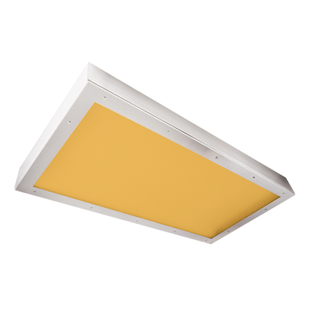 The KURTZON™ KL-S-LED-AMBER is a 1x4, 2x2 and 2x4 Amber/White LED Surface Fixture suitable for Cleanspaces and Wet Locations.