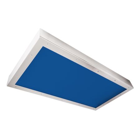 The KURTZON™ KL-S-LED-BLUE is a 1x4, 2x2 and 2x4 Blue/White LED Surface Fixture suitable for Wet Locations and Cleanspaces.