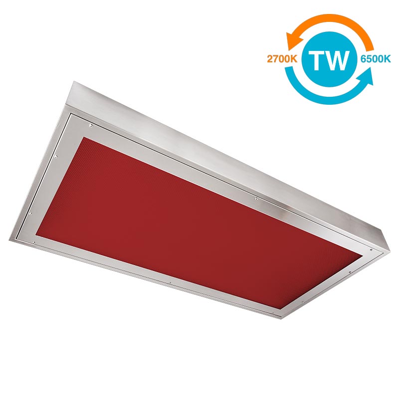 The KURTZON™ TL-S-LED-RED-TW is a Tunable White 1x4, 2x2 and 2x4 LED Surface Mount Fixture suitable for Cleanspaces and Wet Locations.