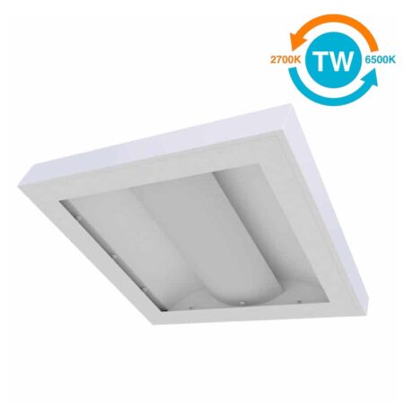 The KURTZON™ VL-SB-BH-LED-TW is a Tunable White Anti-Ligature 2x2 and 2x4 Surface LED Basket Fixture for Behavioral Health Facilities .
