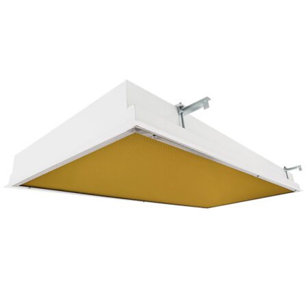 The KURTZON™ EL-R-LED-AMBER is a 1×4, 2×2 or 2×4 Amber/White LED Wet and Cleanspace Luminaire that is suitable for both grid and flanged installation.