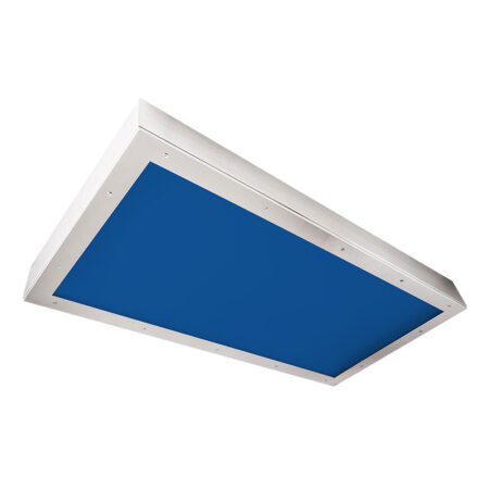 The KURTZON™ KL-S-LED-BLUE is a 1x4, 2x2 and 2x4 Blue/White LED Surface Fixture suitable for Wet Locations and Cleanspaces.